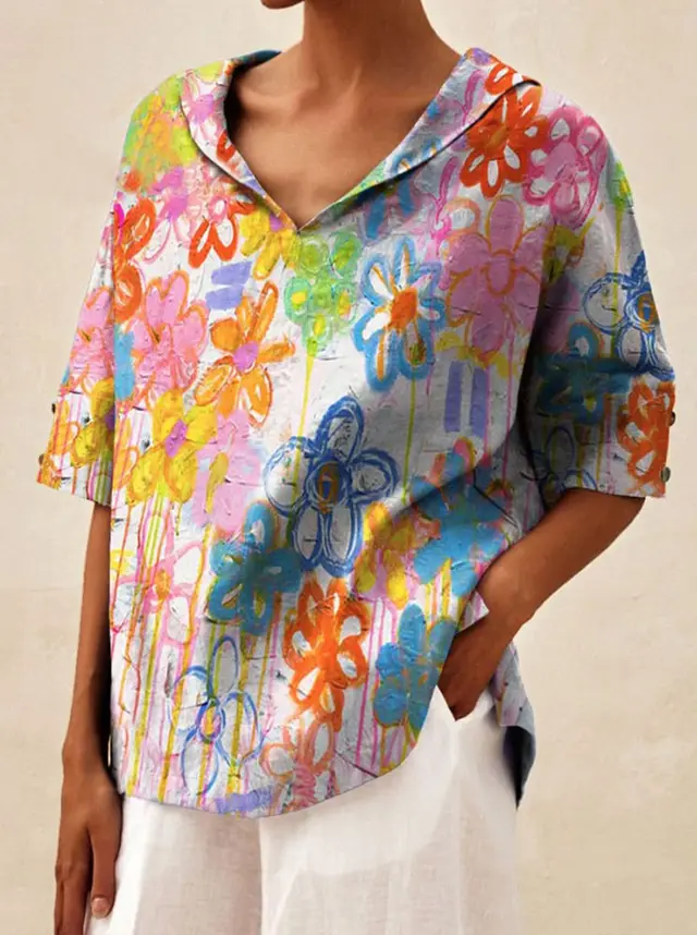 Women's Cotton And Linen Relaxed fit Hoodie Top T shirt Color - Shop at LoveMi