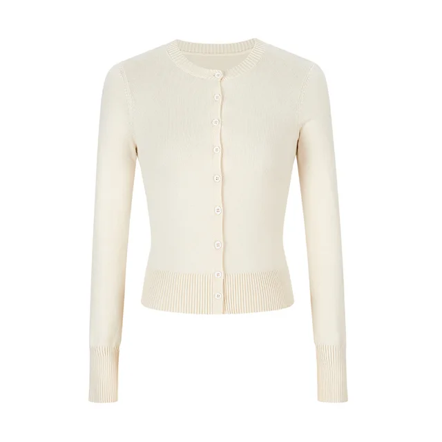 Women's Autumn Short Thin Coat Long sleeved Sweater Apricot - Shop at LoveMi
