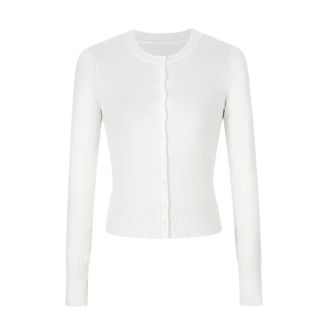 Women's Autumn Short Thin Coat Long sleeved Sweater White - Shop at LoveMi