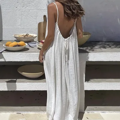 Back to back Loose Long Home Wear Dress Women White - Shop at LoveMi