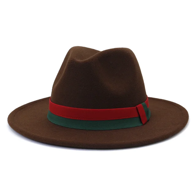 Big Brim British Style Woolen Jazz Top Hat Coffee - Shop at LoveMi