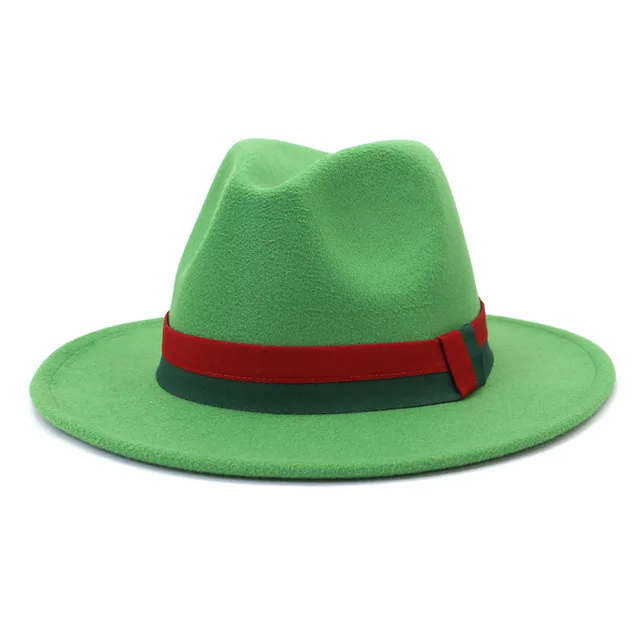 Big Brim British Style Woolen Jazz Top Hat Grass Green - Shop at LoveMi