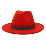 Big Brim British Style Woolen Jazz Top Hat - Orange