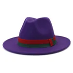 Big Brim British Style Woolen Jazz Top Hat - Purple