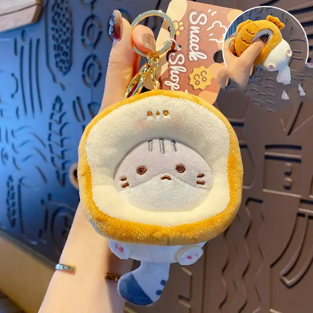 Plush Cocoa Cat Snack House Keychain Cute Doll Toast Style - Shop at LoveMi