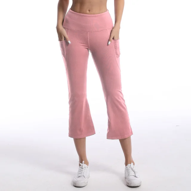 Pocket Solid Color Stretch Hip Lift Sports Nude Feel Yoga Leggings Pink - Shop at LoveMi