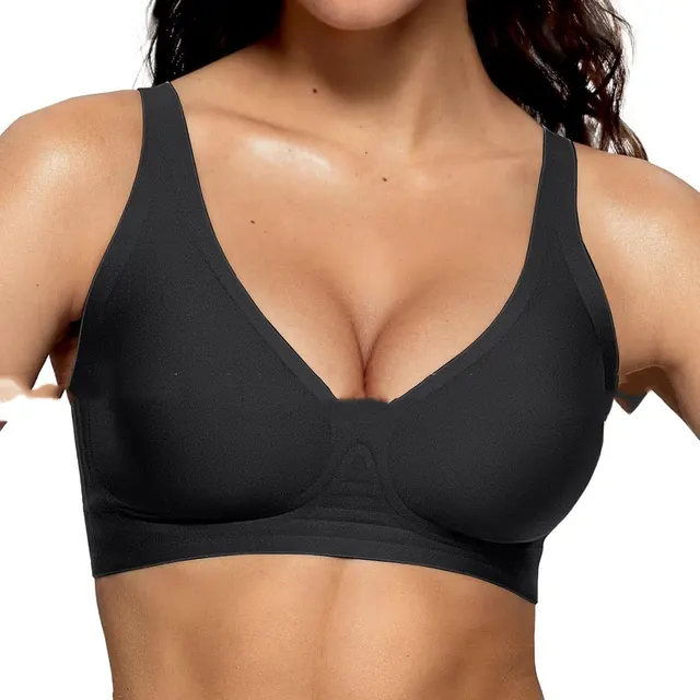 Vertvie Womens Wireless Seamless Bras Deep V No Underwire Black - Shop at LoveMi