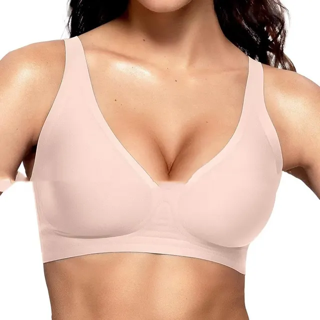 Vertvie Womens Wireless Seamless Bras Deep V No Underwire Pink - Shop at LoveMi