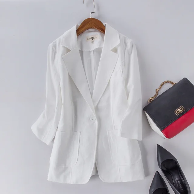 Lightly Mature Cotton And Linen Suit Women White - Shop at LoveMi