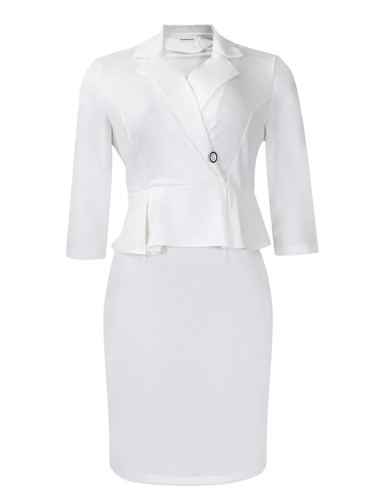 OL OL Slimming Plus Size African Dress - White - View 1