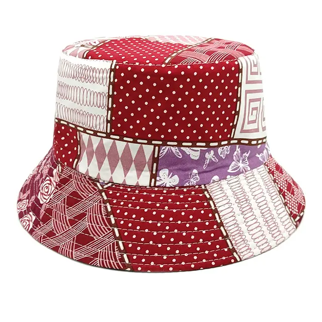 Geometric Bucket Hat Color Matching Printing Double sided Wear Bucket Hat 4Color - Shop at LoveMi