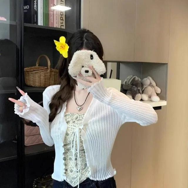 Design Sense Knotted Short Blouse Sweet Style Top White - Shop at LoveMi