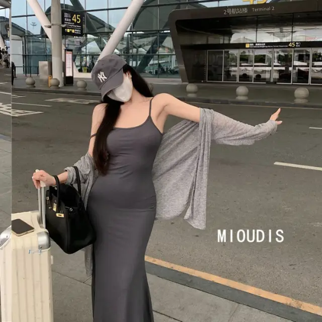 Ins Pure Desire Sleeveless Sling Dress Women Ty807 Gray - Shop at LoveMi