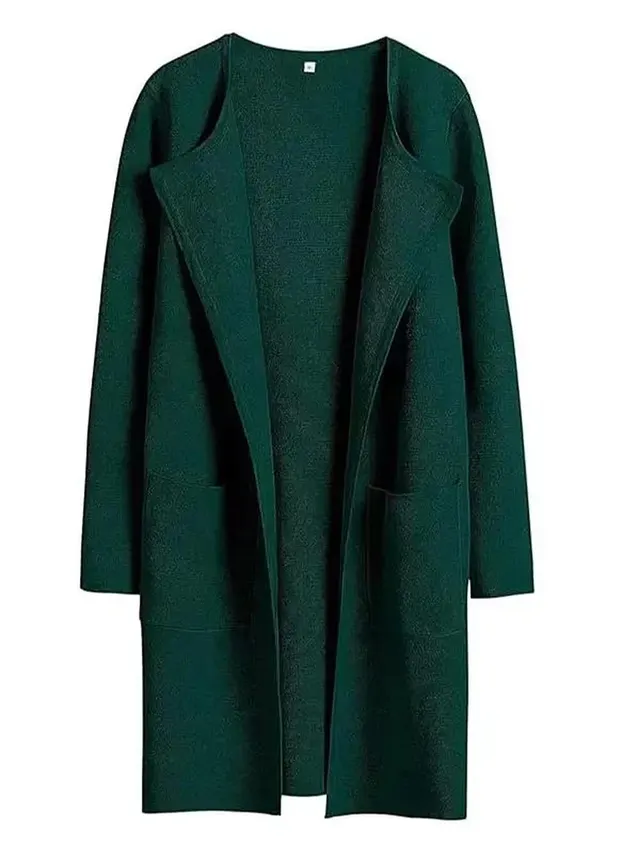 Fashion All match Comfort And Casual Woolen Turn down Collar Coat Dark Green - Shop at LoveMi