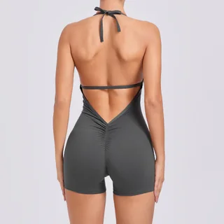 Skinny Peach Hip Jumpsuit Beauty Back Yoga Pants - Dark Grey