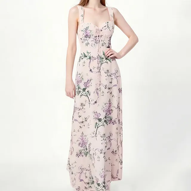 Fashionable Printed French Slim fit Suspender Skirt Dress - Shop at LoveMi