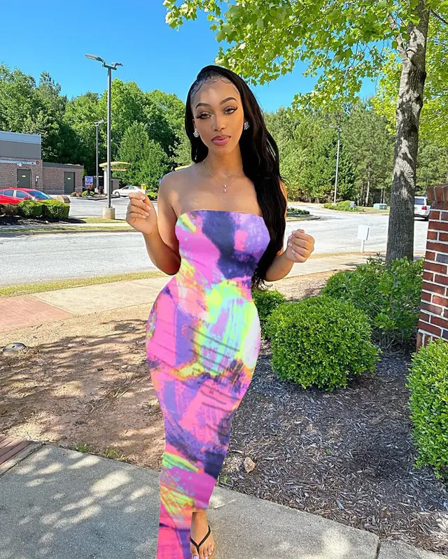 Women's Color Tie dyed Off shoulder Tube Coat And Dress Q2 Pink - Shop at LoveMi