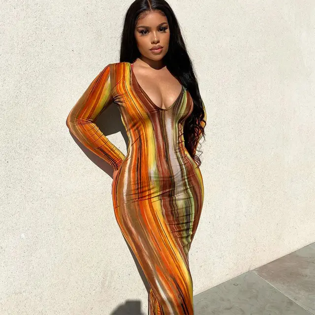 Women's Color Tie dyed Off shoulder Tube Coat And Dress T5 Orange - Shop at LoveMi
