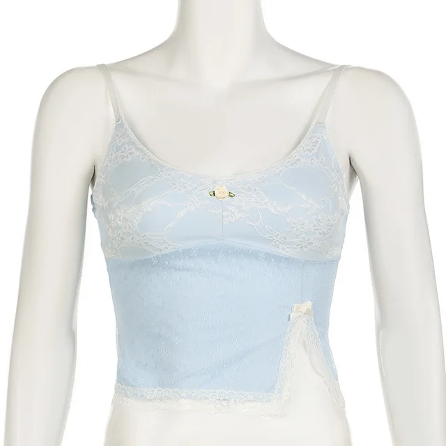Contrast Color Embroidered Lace Sling For Women Blue - Shop at LoveMi