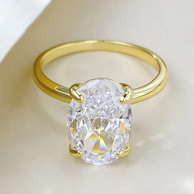 Oval Ring Female Four claw Cold High Luxury Gold - Shop at LoveMi