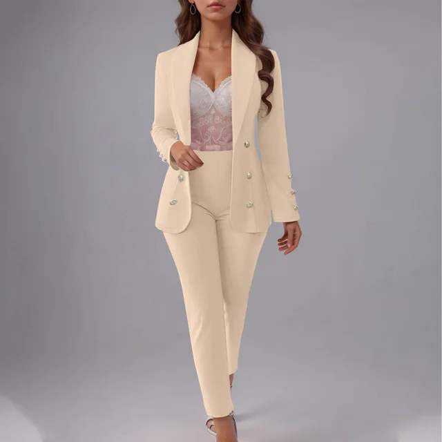 Button Slim Lapel Cardigan Graceful Suit Jacket Apricot - Shop at LoveMi