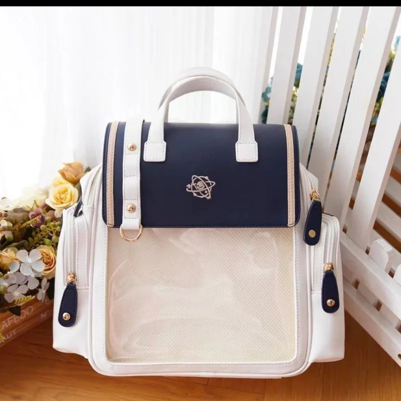 Japanese Style Transparent Color Backpack Universal College Style Soft Girl Blue - Shop at LoveMi