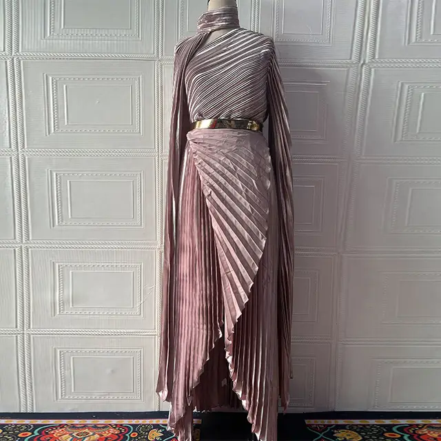 Shawl Split Graceful Formal Belt Dress Lotus Root Color - Shop at LoveMi