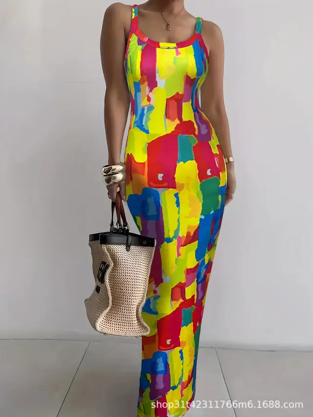 Summer New Suspender Slim Fit Slimming Long Dress Bright Yellow - Shop at LoveMi