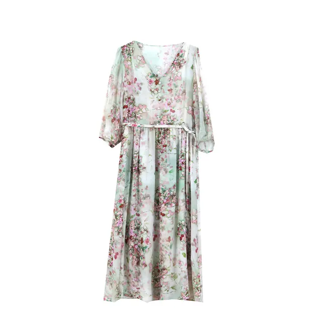 New Fashion V-neck Temperament Printed Dress - Color - View 1