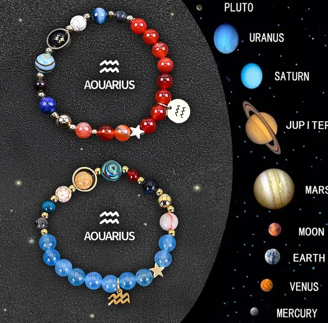 Twelve Zodiac Sign Beaded Bracelet Set - 10 Style