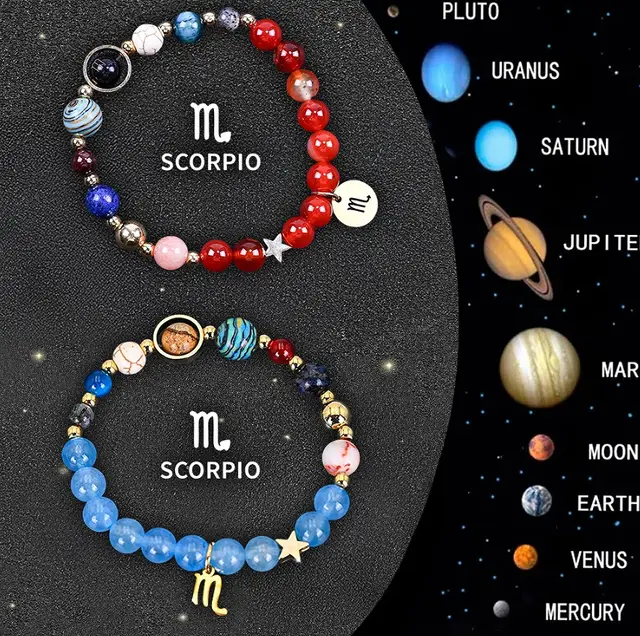Twelve Zodiac Sign Beaded Bracelet Set - 12 Style