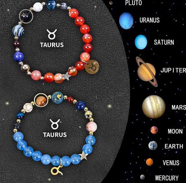 Twelve Zodiac Sign Beaded Bracelet Set - 3 Style