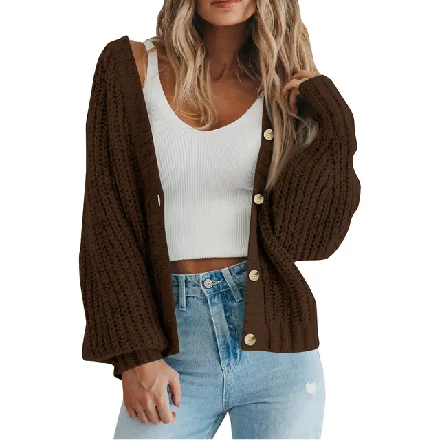 Loose Knitted Coat Women's Clothing Brown - Shop at LoveMi