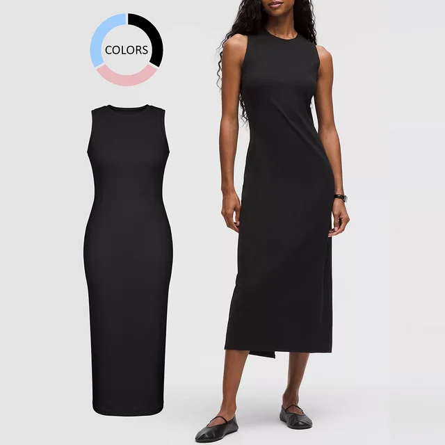 European And American Sleeveless Round Neck Temperament Sports Dress Black - Shop at LoveMi
