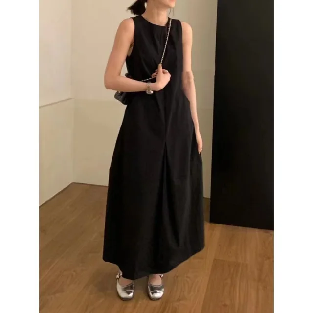 Elegance Sleeveless Vest Waist controlled Slim Fit Slimming Dress Black Dress - Shop at LoveMi