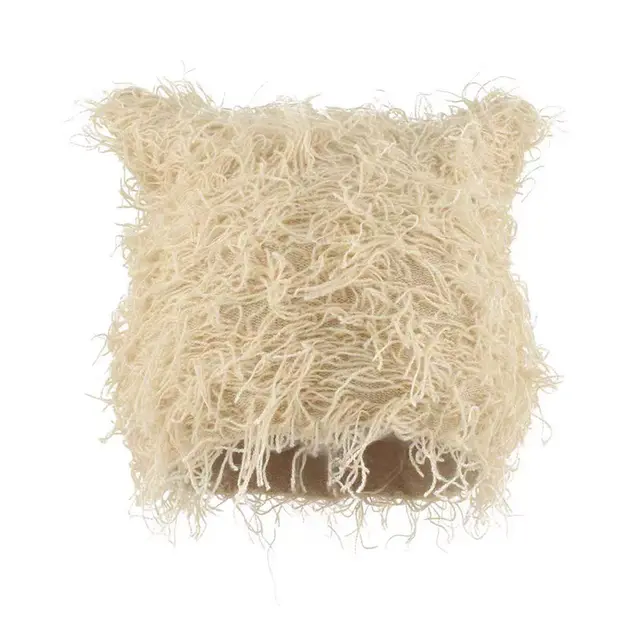Autumn And Winter Leisure Cute Cat Ears Wool Hat Beige - Shop at LoveMi