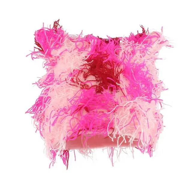 Autumn And Winter Leisure Cute Cat Ears Wool Hat Dark Pink Camouflage - Shop at LoveMi