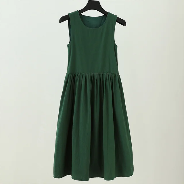 Plus Size Small Artistic Student Sleeveless French Green Dress Green - Shop at LoveMi