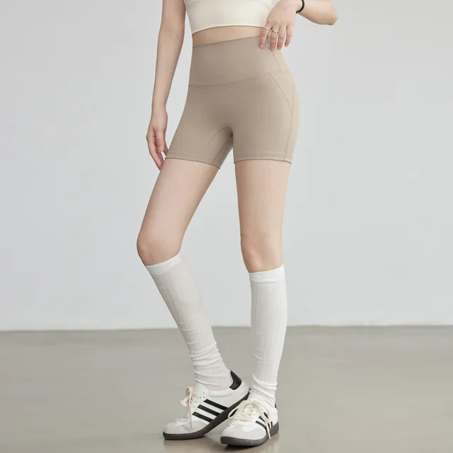 Yoga Shorts For Women High Top Sports Cycling Pants Tea Apricot - Shop at LoveMi