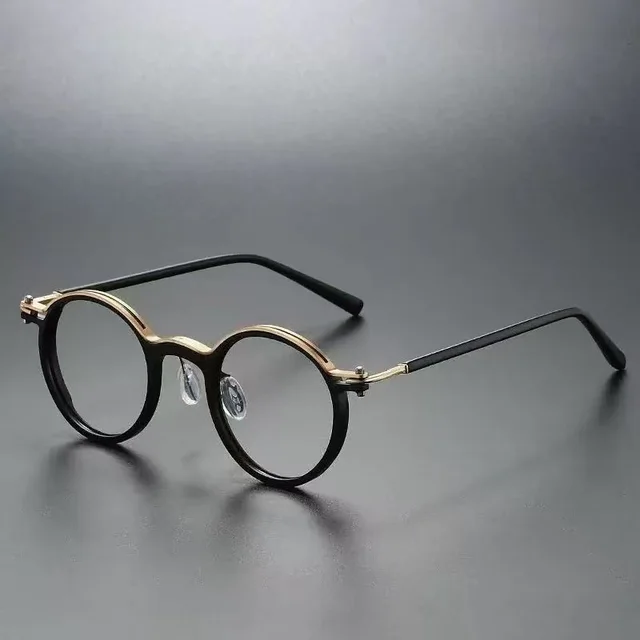 Retro Artistic Glasses Frame Unisex Gold Black Frame - Shop at LoveMi
