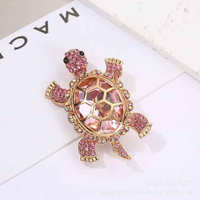 Retro Turtle Brooch High grade Moving Object Pink - Shop at LoveMi