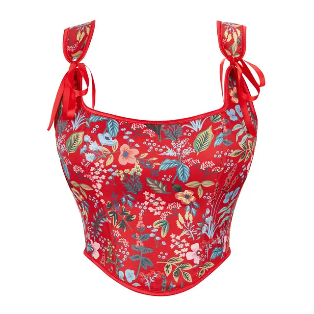New Style Black Flower Adjustable Shoulder Strap Women's Tube Top Push Up Top Red - Shop at LoveMi