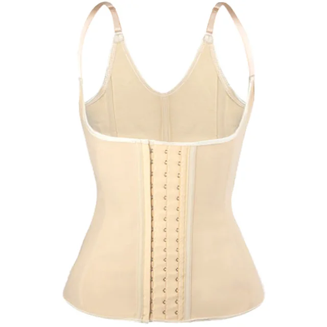 Rubber Corset Waist Girdling Belly Contraction Spaghetti Strap Tank Top Skin Color - Shop at LoveMi