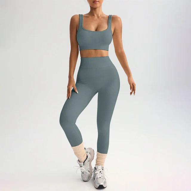 Quick drying Yoga Clothes Suit Shockproof Sports Bra Yoga Pants Dark Blue - Shop at LoveMi