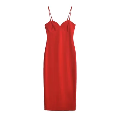 Spring Stylish Elegant And Simple Sling Dress Red - Shop at LoveMi