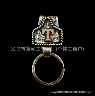Handmade Cow Tag Belt Key Holder Metal - T