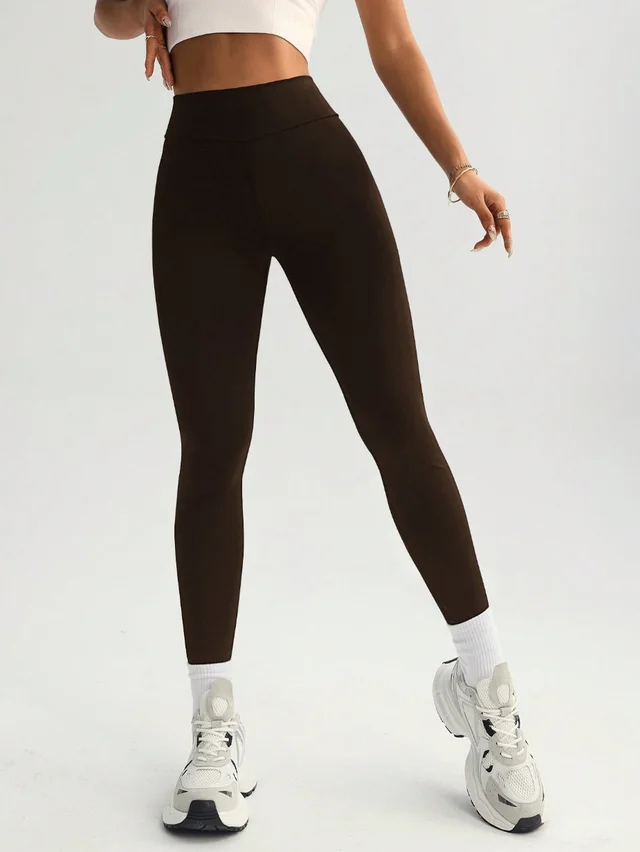 High Elastic Quick dry Hip Raise Sports Yoga Pants Brown - Shop at LoveMi