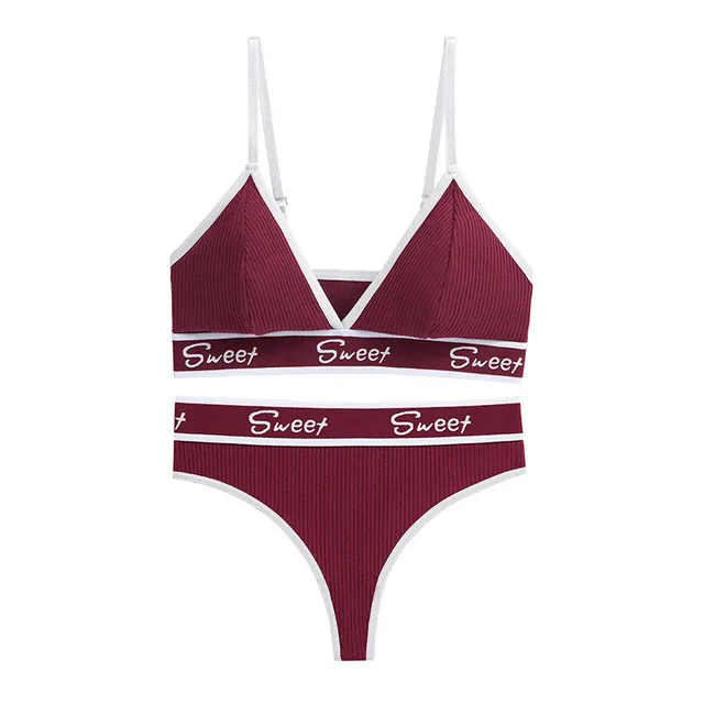 Underwear T back Plus Size Fitness Yoga Sports Underwear Wine Red - Shop at LoveMi