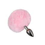 Pink Tail Silver Butt Plug