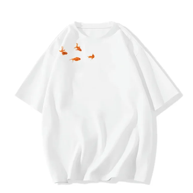 Summer Design Sense American Half Sleeve Loose Top Wear White - Shop at LoveMi